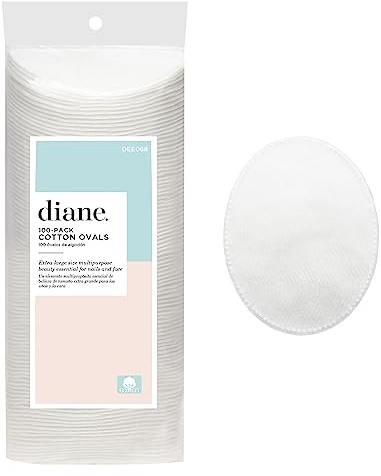 Diane Multi-Layer Cotton Ovals, 100 Count, 100% Pure Cotton, Premium, Hypoallergenic, Biodegradable, Strong and Durable Makeup and Nail Polish Removal Wipes