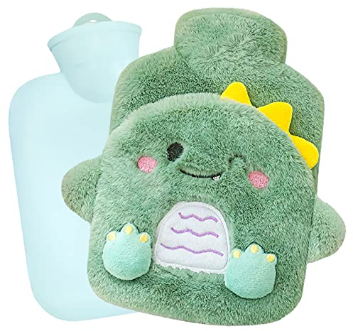 TOPJOWGA Wärmflasche Kinder, 400ML Wärmflasche mit Bezug, Wärmflasche aus Gummi, Wärmflasche Flauschig, Hot Water Bottle, Weiche Flaum Wärmeflasche für Bauch, Schulter, Nacken, Beine