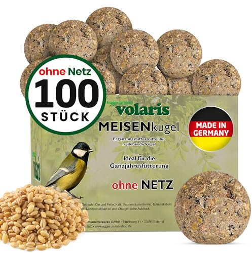 Eggersmann volaris Meisenknödel ohne Netz 100 Stück 9 kg MEISENkugel | Körnerkugel für Wildvögel | Nährstoffreiches Ganzjahresfutter für alle Vogelarten | Vogelknödel