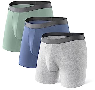 DAVID ARCHY Boxer Homme sans Couture Lot de 3 Long en Fibres de Bambou Poche sous-Vêtement Élastique Séchage Rapide Confortable