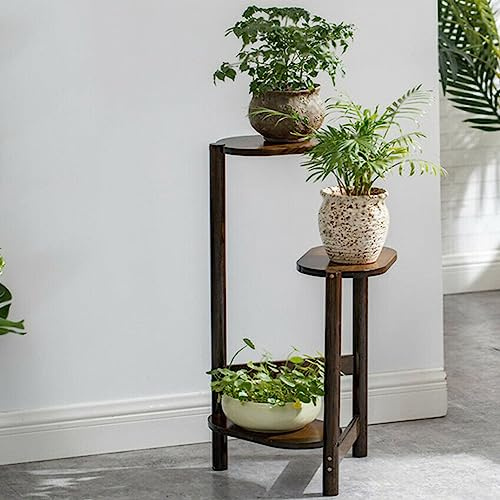 MARURY 3-Tier Bamboo Plant Stands Indoor, Cedar Wooden Elevated Planter Box,Corner Plant Shelf, for Vegetables, Flowers Outdoor Backyard Gardens