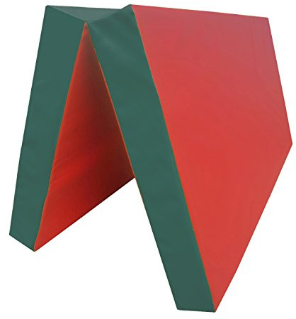 RoniKids Tapis de sport, Matelas de gymnastique, Tapis de sport multifonction, Tapis de sol souple pliable pour gymnastique, Tapis d'entraînement imperméable 100 x 100 x 8 cm (rouge/vert)
