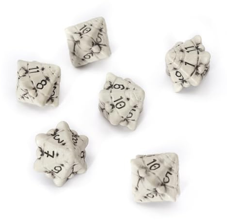 Set de Dados de rol D12 - Conjunto de Seis Dados de 12 Caras - Dados DND Temáticos de Calavera y Huesos para Dungeons and Dragons/Dragones y Mazmorras, Warhammer, D&D, Pathfinder, MTG (Blanco)