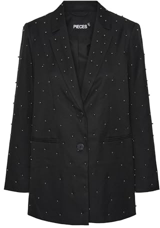 Pieces Blazer Pcru LS Embelish Blazer para Mujer, Negro, S