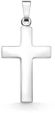 EDELIND Kreuz-Anhänger glanz 585 Echtgold für Herren Damen, Goldanhänger 14 Karat Weißgold Höhe 21 mm, Kettenanhänger mit Schmuck Geschenk Box