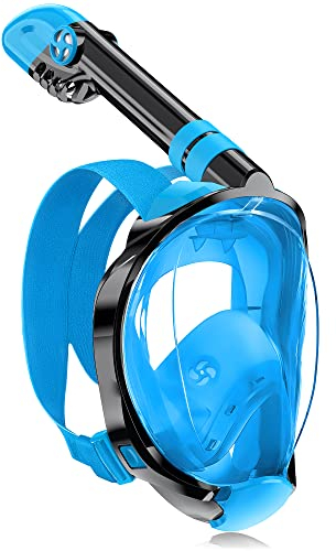 X99 Schnorchelmaske Vollmaske,180-Grad-Sicht Anti-Fog Tauchmaske mit Sportkameras Kompatible, Taucherbrille für Erwachsene