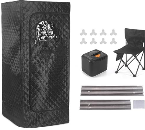 Bastubox, Bärbar Ångbastu, Med 3L Ånggenerator, Hopfällbar Stol, Fyrsidigt Ångbastutält I Full Storlek, För Inomhusbruk, Gym, Pilates, Badtunna 80x80x80cm
