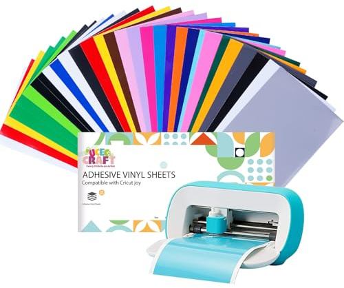 UCEC 30 Stück Smart Vinyl Permanent für Cricut Joy, Vinylfolie Plotter, 14cm x 30.5cm, Selbstklebend Plotterfolie Vinyl mit 23 Farben, Vinyl Plotter Film mit für DIY, Handyhülle, Laptops, Wände
