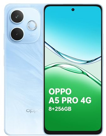 OPPO A5 Pro 8+256Go, IA Smartphone, Grande Batterie 5800mAh Téléphone, 45W SUPERVOOC, IP69, Caméra AI 50+8+2MP, Écran LCD de 6,67 à 90Hz, Snapdragon 6s 4G Gen1, AI LinkBoost, NFC, Dual SIM, Bleu