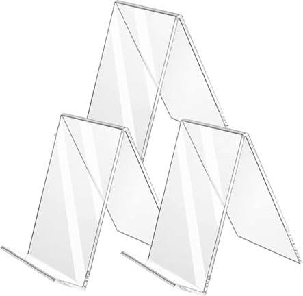 Homoyoyo 3 pezzi Supporti per Libri in Acrilico Espositore da Tavolo Stabile e Leggero per Mensola Scrivania Libri e Riviste per Libreria Stretta