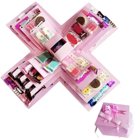 Scatola regalo esplosione fai da te, scatola regalo esplosiva a 5 strati, snack E-xplosion B-ox, ScrapbookingBox, E-xplosion B-ox creativo per G-ift, anniversario, compleanno, San Valentino e