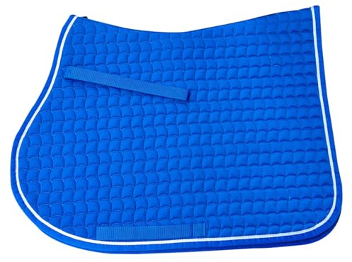 TGW RIDING Premium English Horse Saddle Pad, Quilted Square Design, Available in Pink, Mint Green and Red etc, All-Purpose with Girth Straps (Royal Blue)