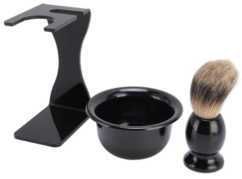 Dioche Set di Pennelli Barba Uomo, Kit Portatile Premium per la Cura della Barba, con Ciotola in Schiuma e Supporto, Adatto Ai Viaggi, per L'uso Quotidiano e Regali, in Acrilico ABS,