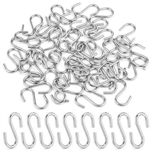 50 PCS Heavy Duty S-Shaped Hooks 1 Inch S Wire Hanger‌ Connectors Christmas Ornament Hooks Mini Small Metal S Hook Iron Wire for Hanging Wall Curtain Siding Jewelry Small Kitchenware Potted Plants