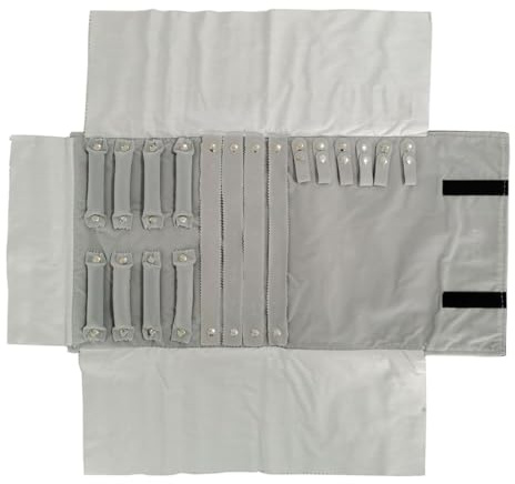 FUHAMJ 1 Set Casa Viaggio Gioielli Custodia Rotolo, Porta Collane Chiuso, Borsa Organizer Pieghevole Velluto Gioielli Conservazione Borsa Organizer Per Collana Bracciale Orecchini Anello, Grigio