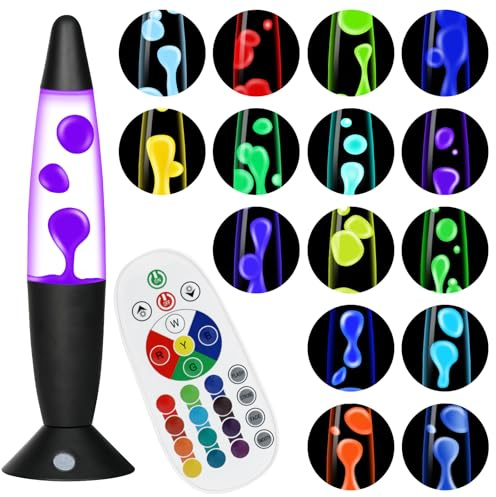 Besight Lampada a Movimento Liquido Grande 40cm con 17 Cambi di Colore e Comando a Distanza per Bambini e Adulti lampada Effetto Bolle Camera Ufficio Decorazione Interna Regalo di Compleanno e Natale