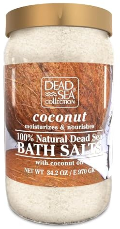 Dead Sea Collection Bath Salts with Coconut – Pure Dead Sea Salt and Coconut Oil - Nourishing Soothing and Relaxing Skin and Muscle – 34.2 Oz