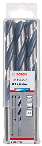 Bosch Professional 5-Piece PointTeQ HSS Twist Drill Bit (for Metal, 12.6 x 101 x 151 mm, Drill Driver Accessories)
