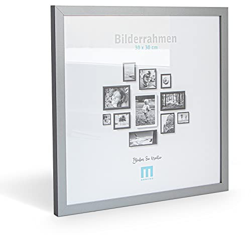 M MERCEO 30x30cm (1Stk) in Grau, minimalistischer & moderner Bilderrahmen für Fotos & Bilder. Inkl. Acrylglasschutz. Eignet sich für die Wand, Hochformat oder Querformat