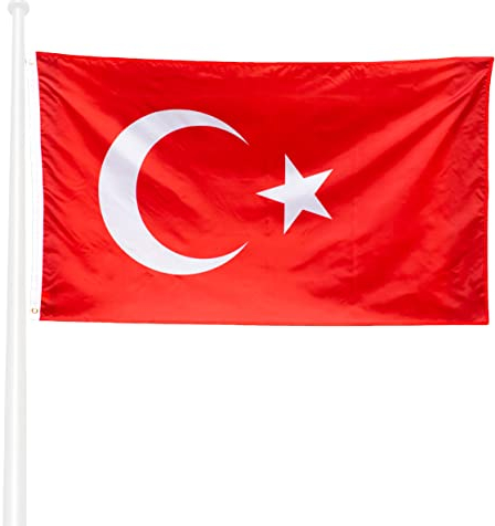 KliKil Drapeau de Turkey - Grand drapeau en polyester résistant de 150x90 cm avec œillets en métal, idéal pour les célébrations comme Republic Day, October 29th, Ay Yıldız