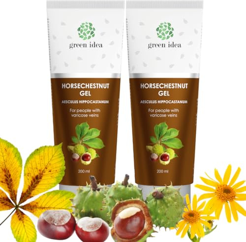 GREEN IDEA - Rosskastanien Salbe Gel - Krampfadern Creme für Venen - Beincreme mit Arnika, Rosskastanie, Rutin - gegen Besenreiser und Hämorrhoiden - Venensalbe - Hergestellt in der EU