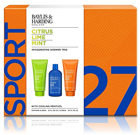 Baylis & Harding Men's Citrus Lime & Mint Invigorating Shower Trio Gift Set - Vegan Friendly