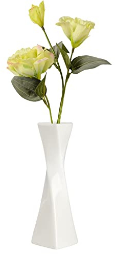 Bud Vase, White Small Ceramic Vase for Modern Home Decor, Flower Vase for Centerpieces Twist Minimalism Style Fit Table Shelf Fireplace Bedroom Kitchen Living Room Office