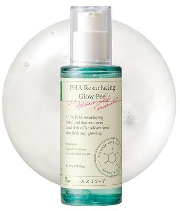 AXIS-Y PHA Resurfacing Glow Peel - 10% PHA Fruit Extract Mild Peeling Gel Exfoliator Pore Minimizer for Face - Vegan Korean Skin Care Glass Skin Face Peel (1.69 fl. oz.)