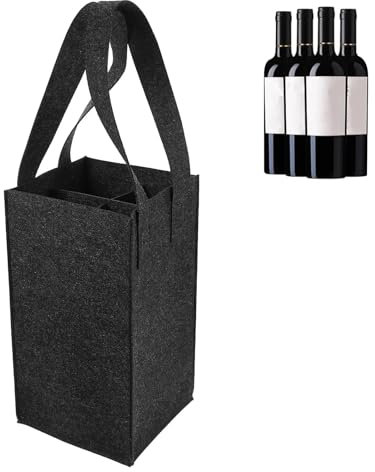 LMSAWK Sac de Courses avec 4 Compartiments Porte-Bouteilles, Sac de Transport avec Séparateurs pour Bouteilles, Panier de Bouteille avec Cloison Séparée, pour Bouteilles de Bière, Gris Foncé
