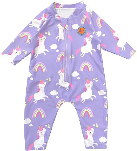 Swimbubs Baby UV Swimsuit Boys Sunsuit Swimwear Girls Sun Protection Rash Guard Vest Toddler UPF50 Wetsuit (3-6 Months, Purple Unicorn)