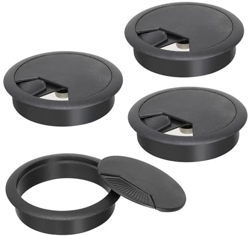 Arcjunys Desk 60mm Round Grommet Cable Hole Cover Cable Grommets for Home and Office Table Black 4 Pcs