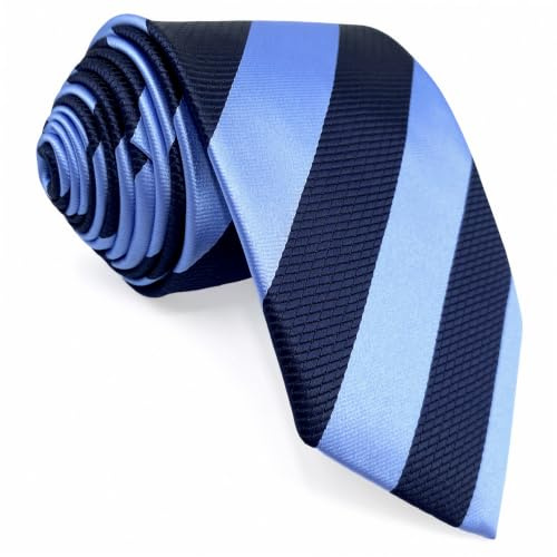 S&W SHLAX&WING Corbata Rayada Azul Real Azul Marino para Hombre Toque de Seda Extra Larga 160cm