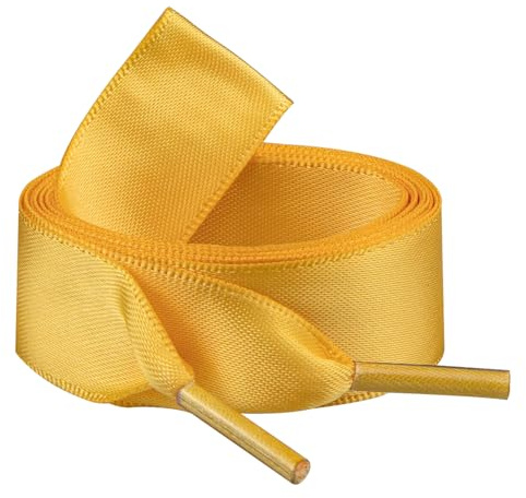 Endoto Cordones de Cinta para Adidas Samba Zapatillas, 2CM Repuesto Anchos Planos Satén Satin Lazos Cordon Laces - Amarillo, 45 pulgadas