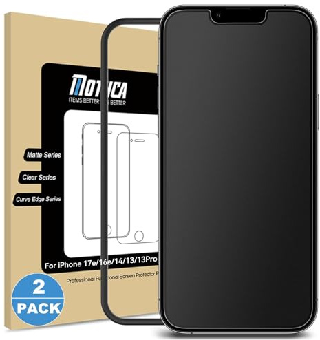 Mothca 2 Pack Matte Glass Screen Protector for iPhone 17e / 16e / iPhone 14 / iPhone 13 / iPhone 13 Pro [6.1 Inch] Anti-Glare & Anti-Fingerprint Tempered Glass [Easy Installation Frame] Smooth as Silk