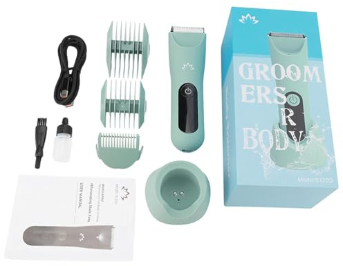 Afeitadora corporal unisex en húmedo y seco con cabeza de cerámica, base recargable por USB, para piel suave, recortadora de ingle para hombres