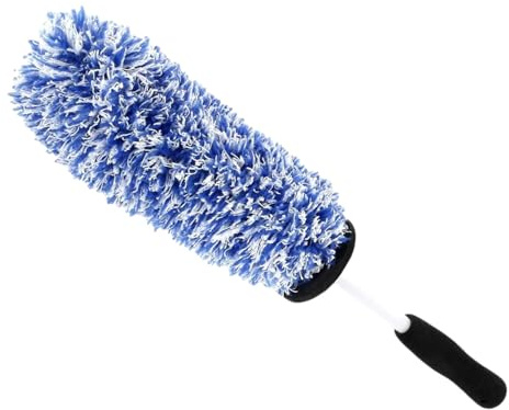 Genérico Cepillo Limpieza Ruedas Coche, 42cm Cepillo para Llantas Microfibra Premium, Cepillos para Limpiar Llantas De Coche Radios Parrillas Motores