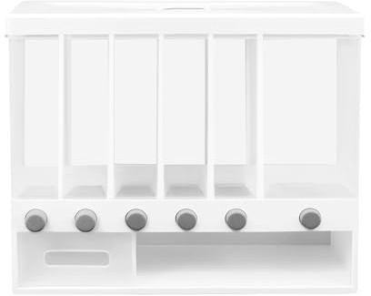 XIAYUHE Müslidispenser, müsli, dispenser, rivdispenser med 6 avdelningar, risbehållare, majsflingor, dispenser, kapacitet 10 kg 36,6 x 12,6 x 32,4 cm torrmatpump