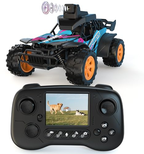 RC Truck with Camera, 2.4GHz Remote Control Car with 2.8 LCD Screen & 60° Adjustable Camera, Live Video, APP/Remote Control, 2 Speeds, Rechargeable Off-Road RC Vehicles, Gift for Adults and Kids