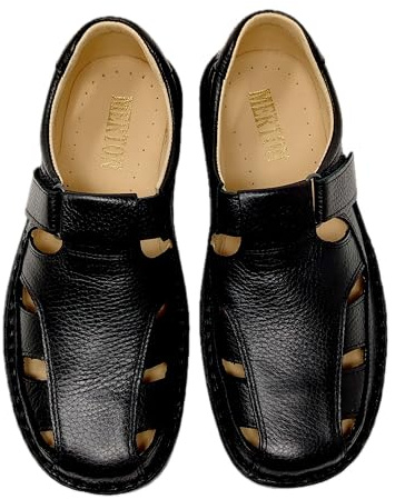 SEVILLAS Zapatos Hombre Cómodos de Piel con Velcro Transpirables Tipo Sandalia Cerrada Suela Antideslizante Ancho Especial Hecho en España