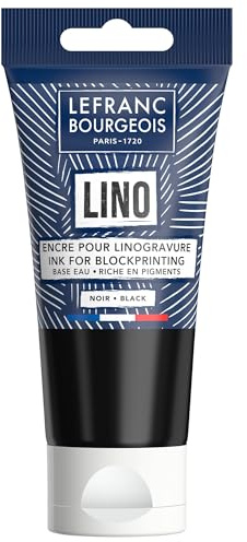 Lefranc Bourgeois 302188 linoleumfärg vattenbas Svart 75ml tub, lino tryckfärg för högtryck, block printing ink, för papper, textil, skola, konst & DIY projekt
