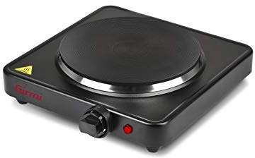 Girmi PE26 Piastra Elettrica in Ghisa, 1500 W, Singola, 5 livelli di regolazione temperatura, Diametro 18.5 cm, Nera