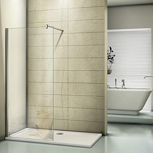 AICA Duschwand 40x200cm Walk in Dusche Duschtrennwand 8mm Easy-clean Nano Glas Duschabtrennung mit Stabilisierungsstange