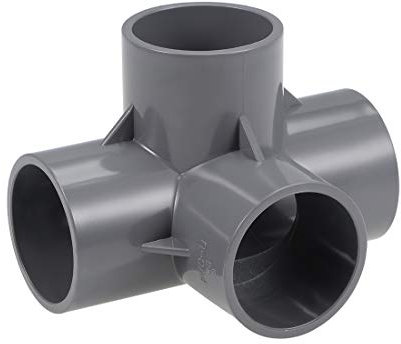sourcing map 4 Vías PVC Conector 40mm Interior Diámetro, 2 Piezas Codo PVC de 90 Grados de Forma en T para Tubería de Agua, Reductor de Tubería de Acoplamiento, Gris