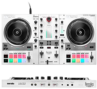 Hercules DJControl Inpulse 500 White Edition — Edición limitada — Controladora de DJ USB de 2 decks para Serato DJ Pro y DJUCED