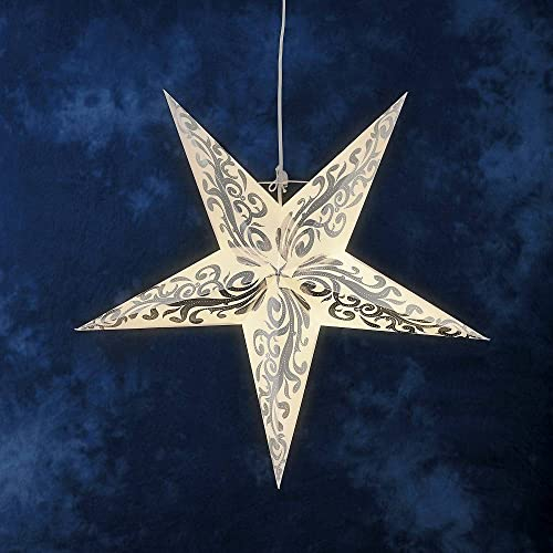 Konstsmide 2954-920 Papierstern 70 cm weiß/silber (weiß/silber)