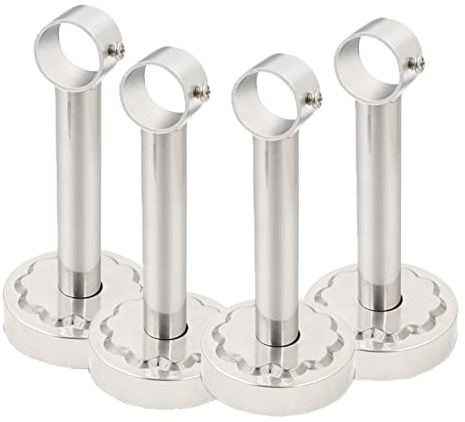 4 Pezzi Staffa da Soffitto Bastone per Tende Supporto Acciaio Inossidabile Flangia Staffe per Asta Armadio per Appendi Abiti a Parete (Lunghezza 300mm)