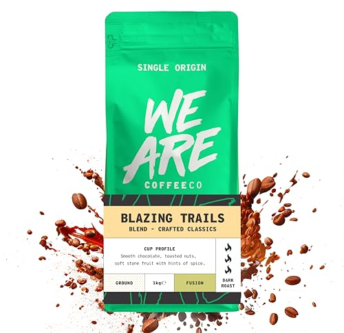 We Are Coffee Co - Blazing Trails - Single Origin Blend Ground Coffee For Cafetiere 1kg | Dark Roast | 100% Arabica | Freshly Roasted in the UK