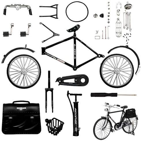 MEMOFYND 1-delad retro gör-det-själv-cykelmodellset, klassisk kopia av en fingercykel, levereras med pump, korg och portfölj, lämplig för vuxna och barn
