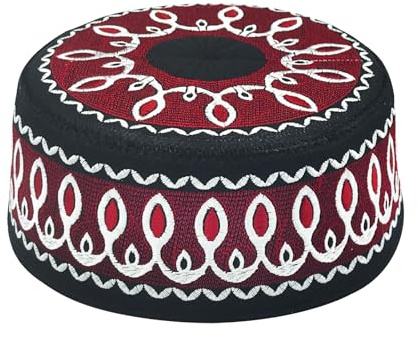 Kids Boys Muslim Prayer Hat, Islamic Kufi Hat Knitting Taqiyah Knitted Skull Cap Beanie Embroidered Topi Head Wear for Children 6-10 Years Old