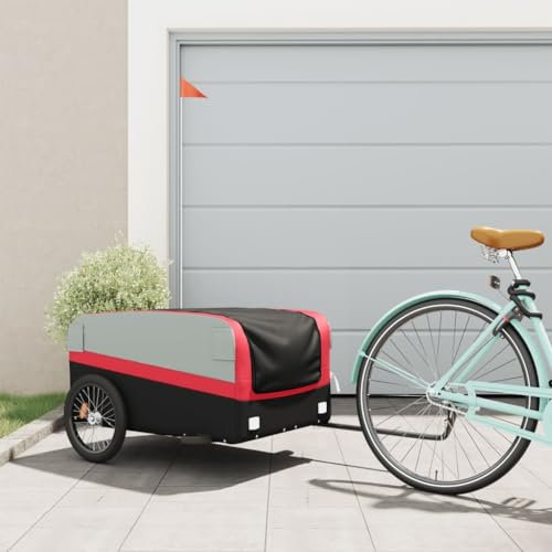 CIADAZ Cykelvagn svart och röd 45 kg järn, cykelkärra, lastvagn, handvagn, cykellastvagn, lastcykel – 94048